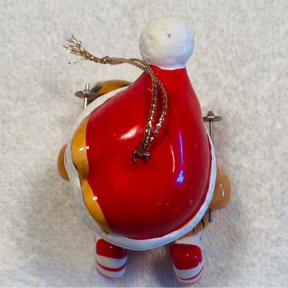 Christmas Garfield Enesco Santa Hat Candy Cane Skis With Poles Ceramic Vintage - Picture 6 of 12